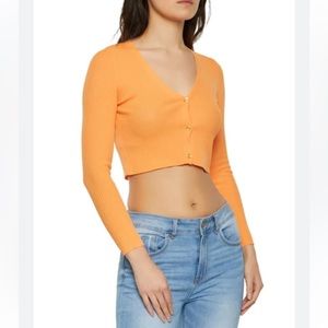 Orange button down crop top